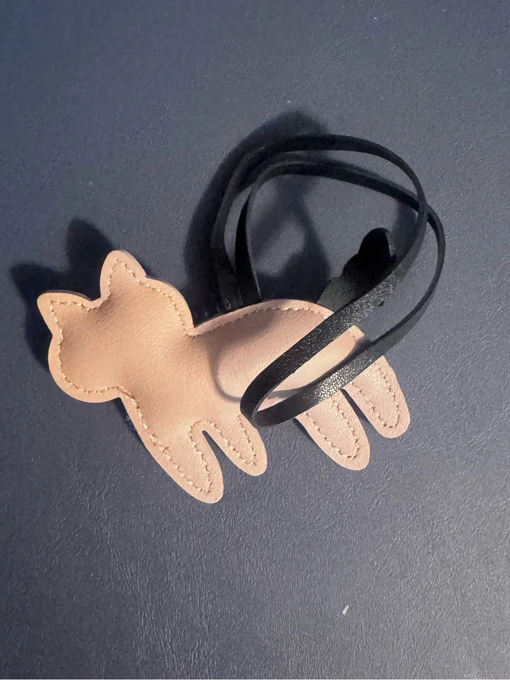 Tan/Pink & Black Striped Cat Faux Leather Bag Charm
